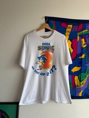 Vintage 1992 Sega Dreamcast Sonic The Hedgehog 2 Video Game Tee XXL